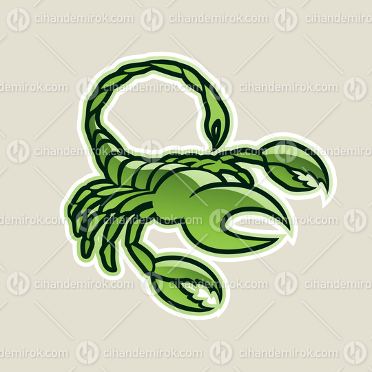 Green Glossy Scorpion Icon Vector Illustration