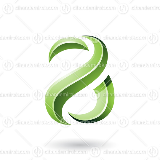 Green Glossy Snake Shaped Letter A Vector Illustration
