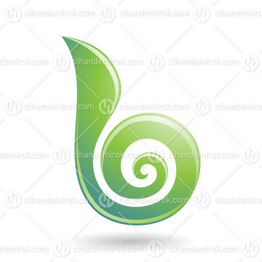 Green Glossy Swirly Candy Shaped Letter B Icon