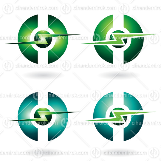 Green Horizontal Thunder Shapes with Split Circles