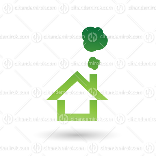 Green House and Smoke Icon Vector Illustration