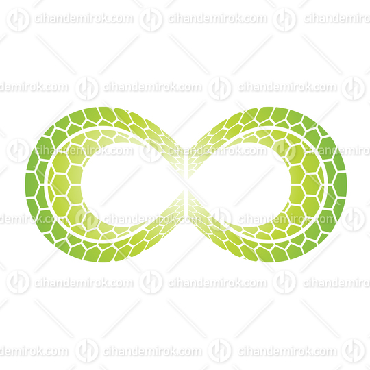 Green Infinity Symbol with Honeycomb Pattern and Crescent Moon Shape