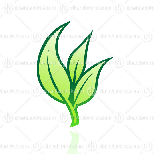Green Leaves with Outlines