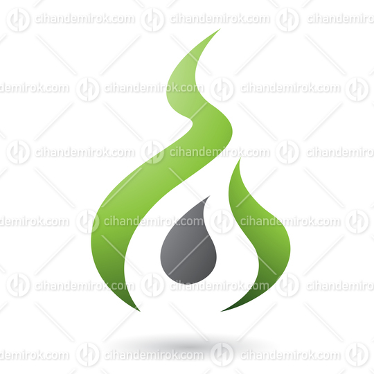 Green Letter A Shaped Fire Icon Vector Illustration