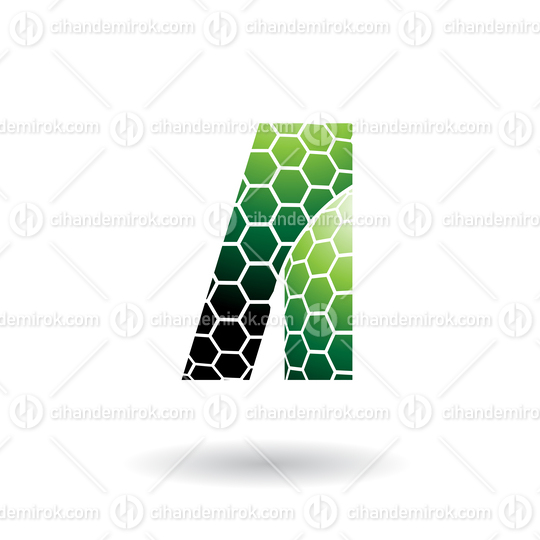 Green Letter A with Honeycomb Pattern Vector Illustration