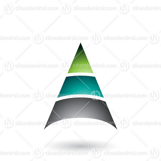 Green Letter A with Three Layers Vector Illustration