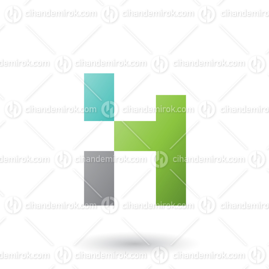 Green Letter H with Rectangular Shapes Vector Illustration