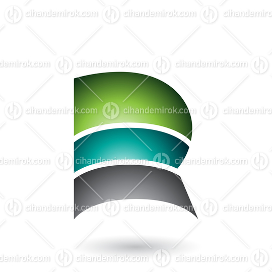 Green Letter R with Three Layers Vector Illustration