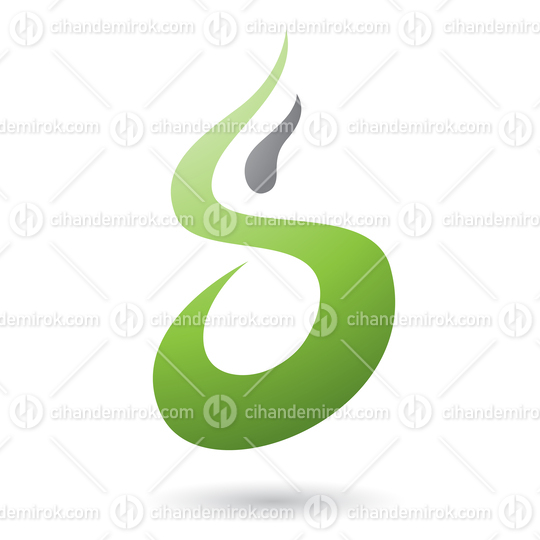 Green Letter S Shaped Fire Icon Vector Illustration