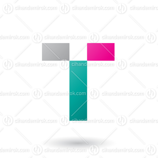 Green Letter T with Rectangular Shapes Vector Illustration