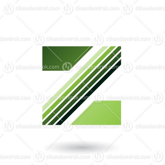 Green Letter Z with Thick Diagonal Stripes Vector Illustration