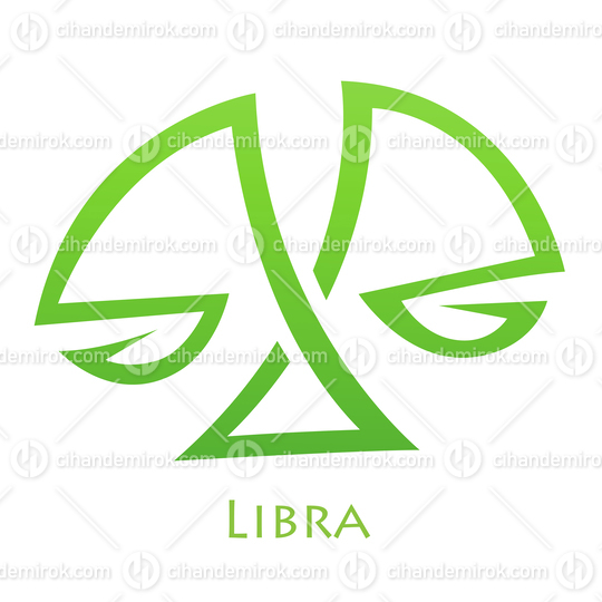 Green Libra Zodiac Star Sign with Simplistic Lines