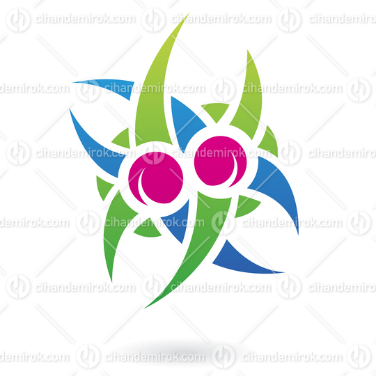 Green Magenta and Blue Plant Like Abstract Logo Icon