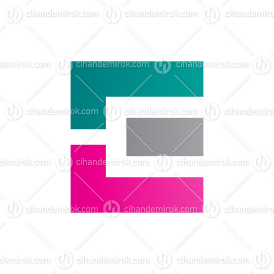 Green Magenta and Grey Rectangular Letter E Icon