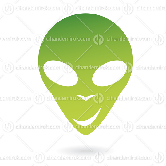 Green Minimalist Alien Face Icon
