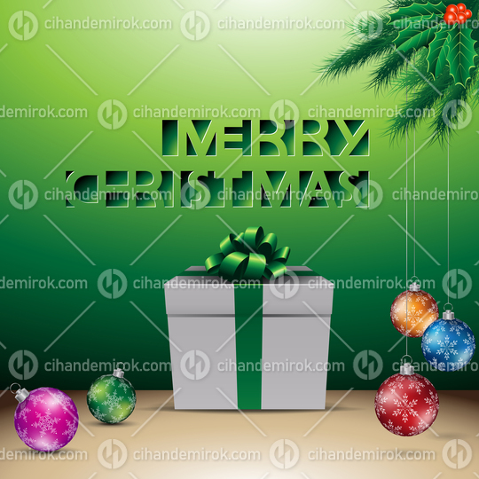 Green Paper Cut Merry Christmas Background Vector Illustration