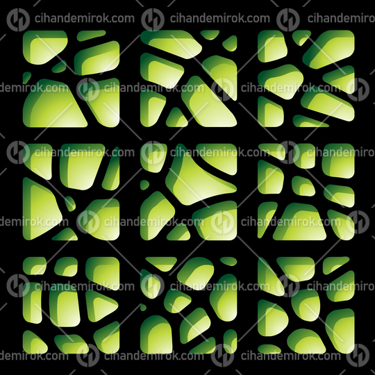 Green Paper Cutouts over a Black Background