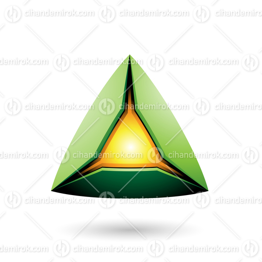 Green Pyramid with a Glowing Core Vector Illustration