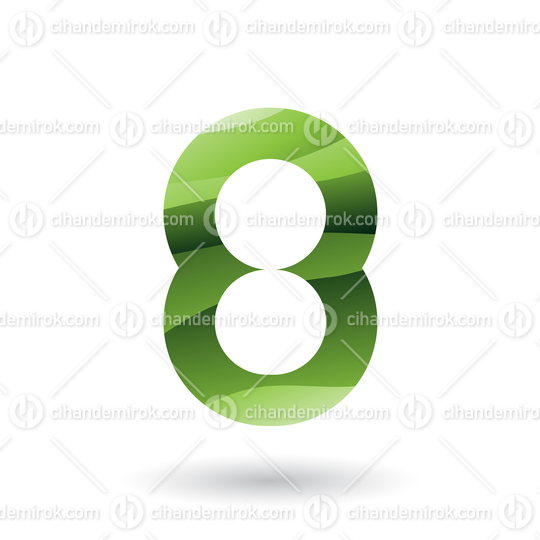 Green Round Icon for Number 8 Vector Illustration