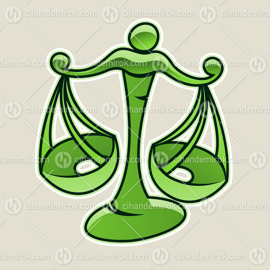 Green Scales and Libra Icon Vector Illustration