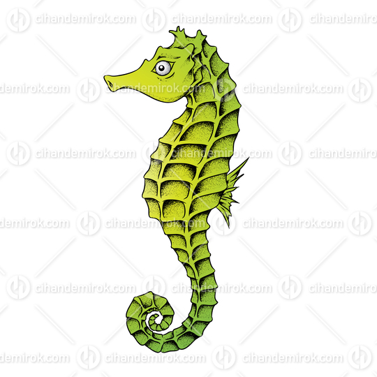 Green Seahorse Dotted Illustration