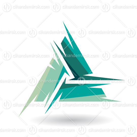 Green Shaded Rough Triangle Design for Letter A