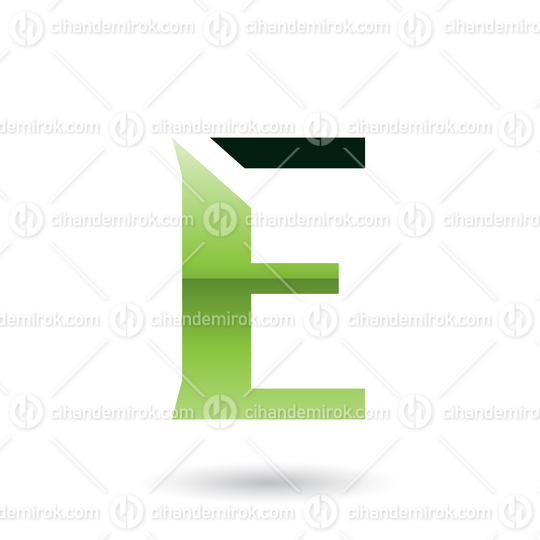 Green Sliced Letter E Vector Illustration
