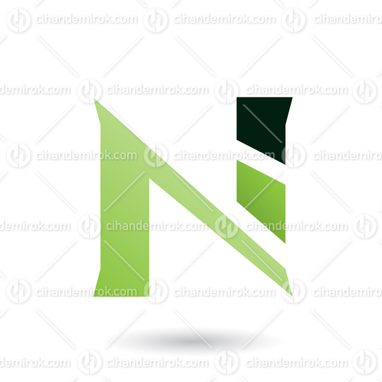 Green Sliced Letter N Vector Illustration