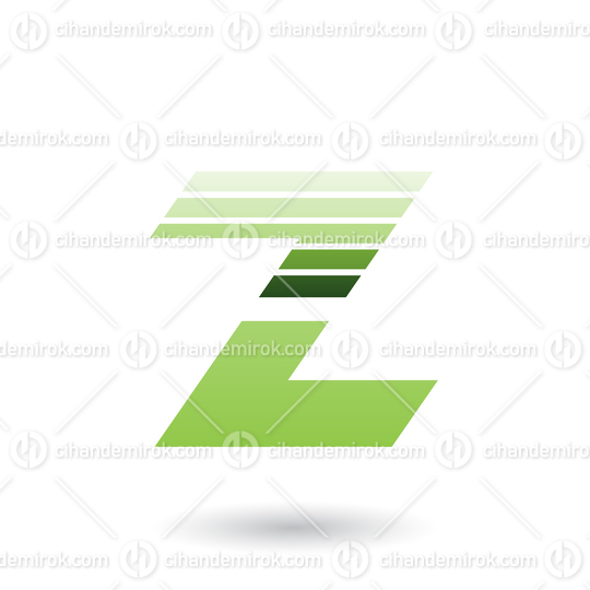 Green Sliced Letter Z with Thick Horizontal Stripes