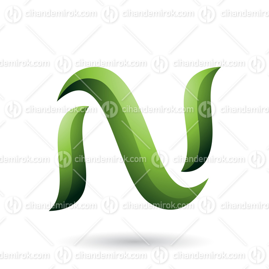 Green Snake Shaped Letter N Vector Illustration