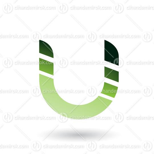 Green Striped Bold Icon for Letter U Vector Illustration