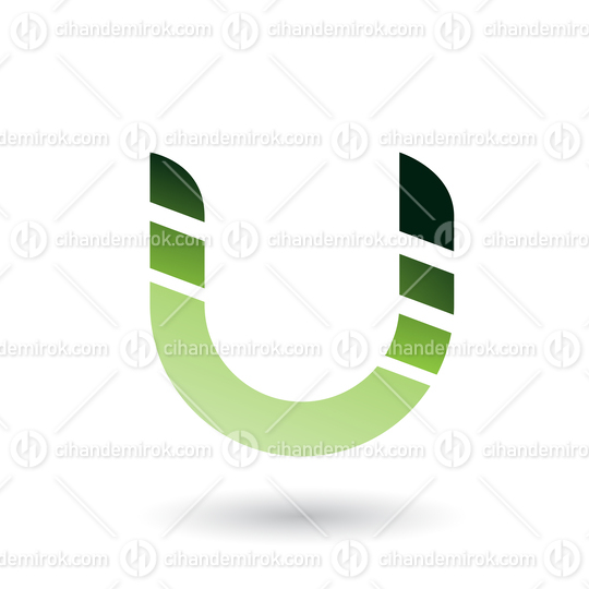 Green Striped Bold Icon for Letter U Vector Illustration