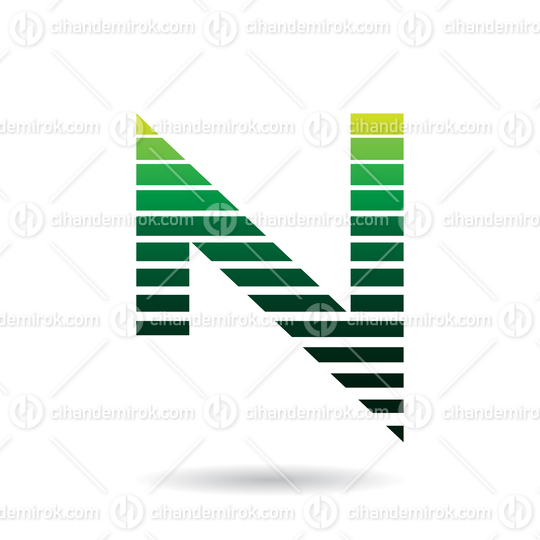 Green Striped Icon for Letter N Vector Illustration