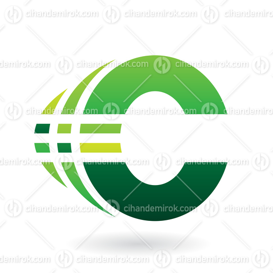 Green Striped Letter C Icon with Motion Ghosting