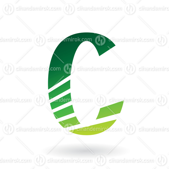 Green Striped Slim Letter C Logo Icon