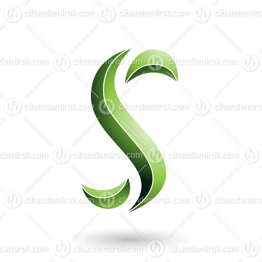 Green Striped Snake Shaped Letter S Vector Illustration