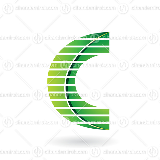 Green Striped Two Layered Icon for Letter C