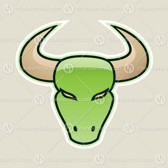 Green Strong Bull Icon Vector Illustration