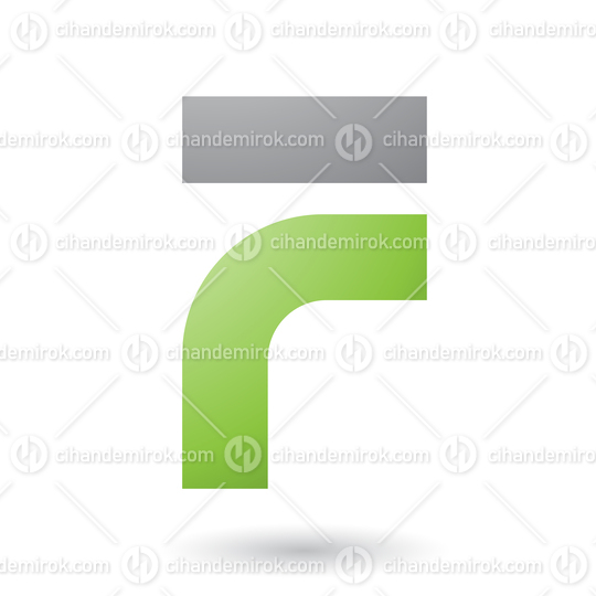 Green Thick and Bowed Letter F Vector Illustration