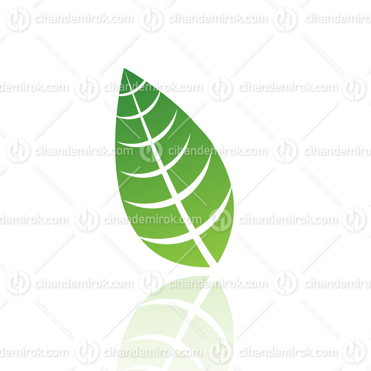 Green Tobacco Leaf Icon with Reflection