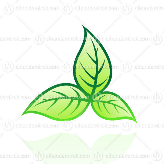 Green Tobacco Leaves Icon with Outlines