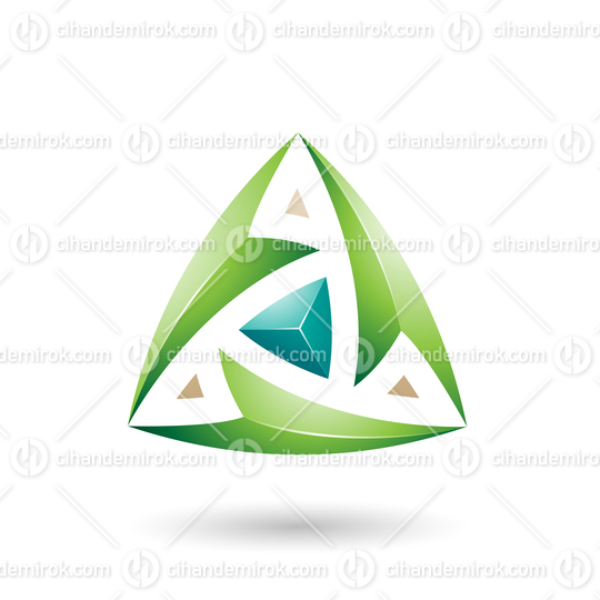 Green Triangle with Arrows Vector Illustration