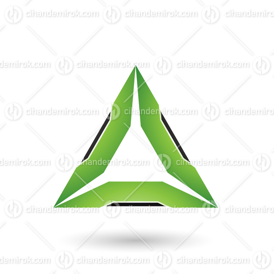 Green Triangle with Black Edges Vector Illustration
