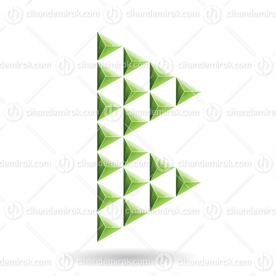 Green Triangular Letter B Icon Made of Small Glossy Pyramids