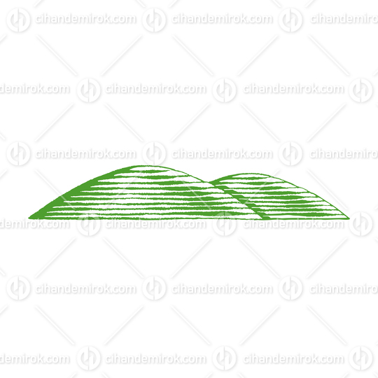 Green Vectorized Ink Sketch of Hills Illustration