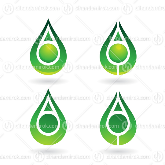 Green Water Drops with Green Pearls