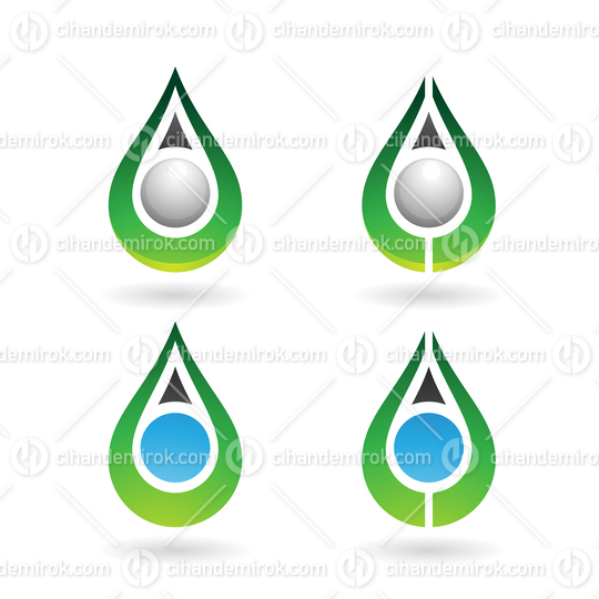 Green Water Drops with Grey Pearls