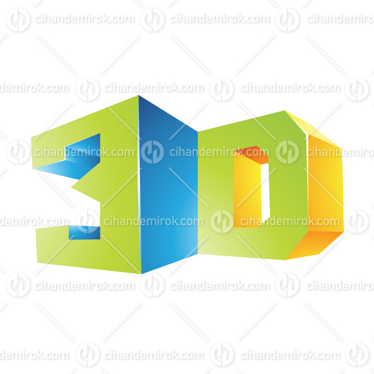 Green Yellow and Blue Shiny Blocky 3d Viewing Tech Symbol
