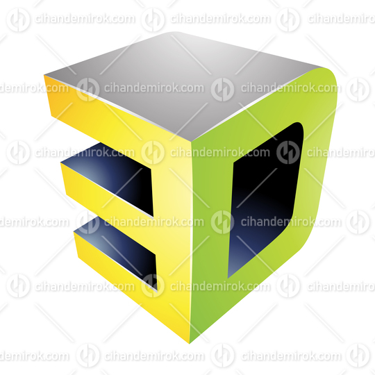 Green Yellow and Grey Cubical 3d Viewing Tech Symbol