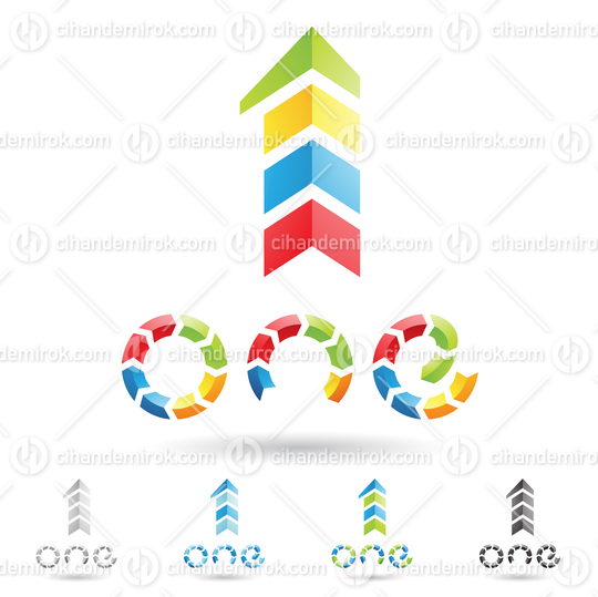 Green Yellow Red and Blue Abstract Logo Icon of Arrow Shaped Number 1